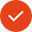White checkmark in orange circle, symbolizing a completed or verified action